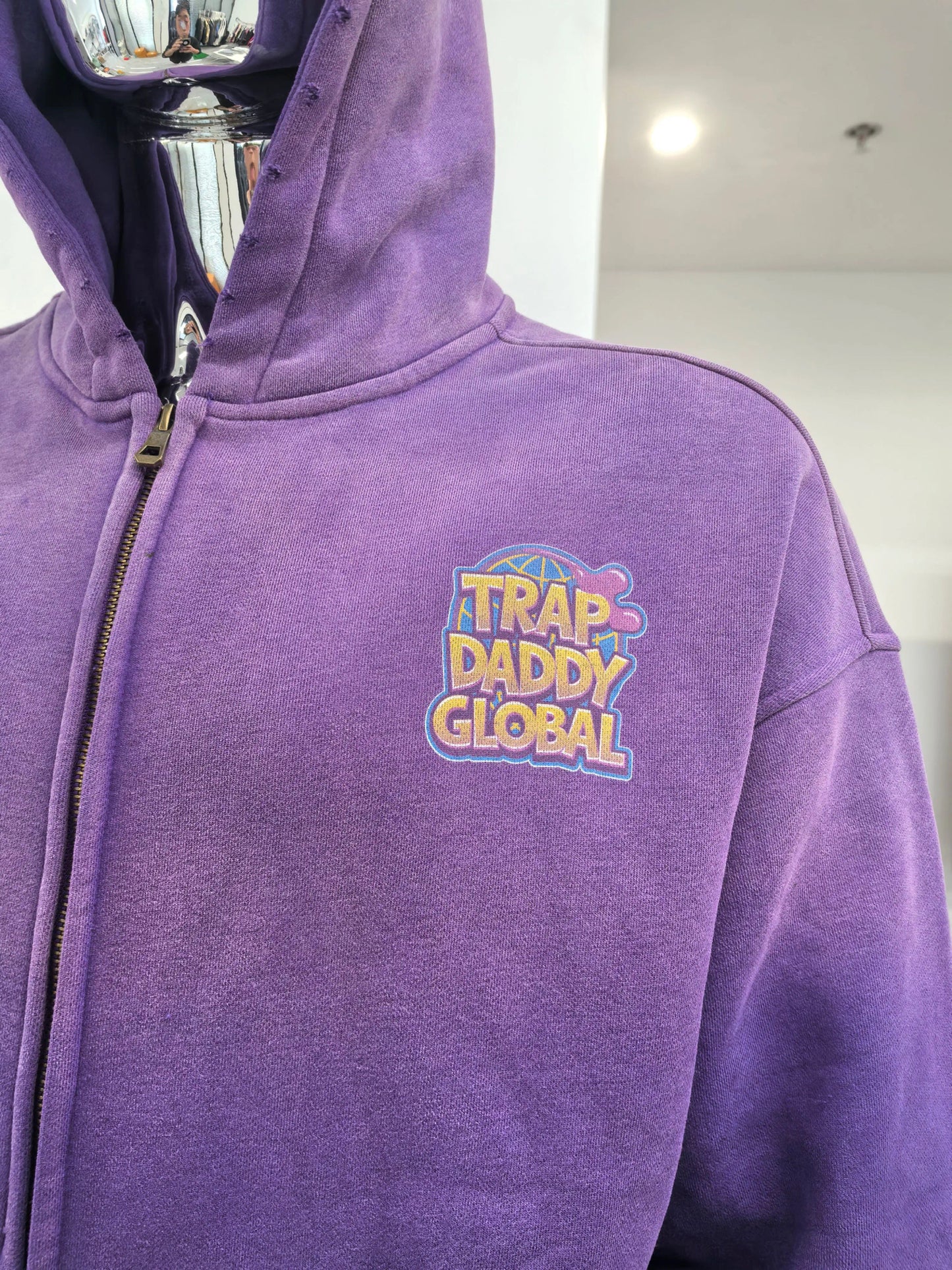 TRAP DADDY GLOBAL ACID WASH ZIP UP HOODY