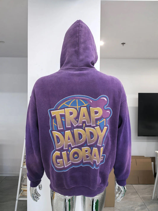 TRAP DADDY GLOBAL ACID WASH ZIP UP HOODY