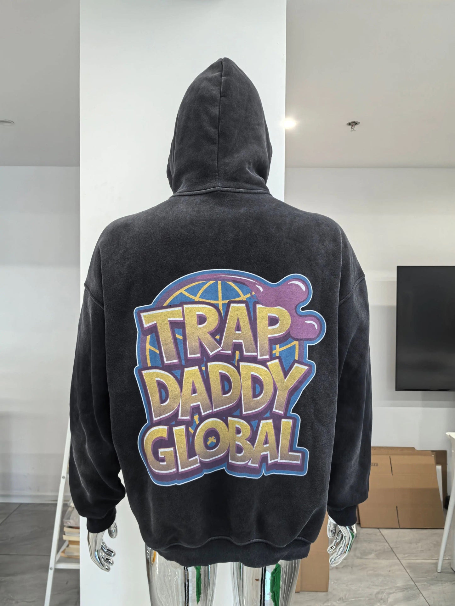 TRAP DADDY GLOBAL ACID WASH ZIP UP HOODY